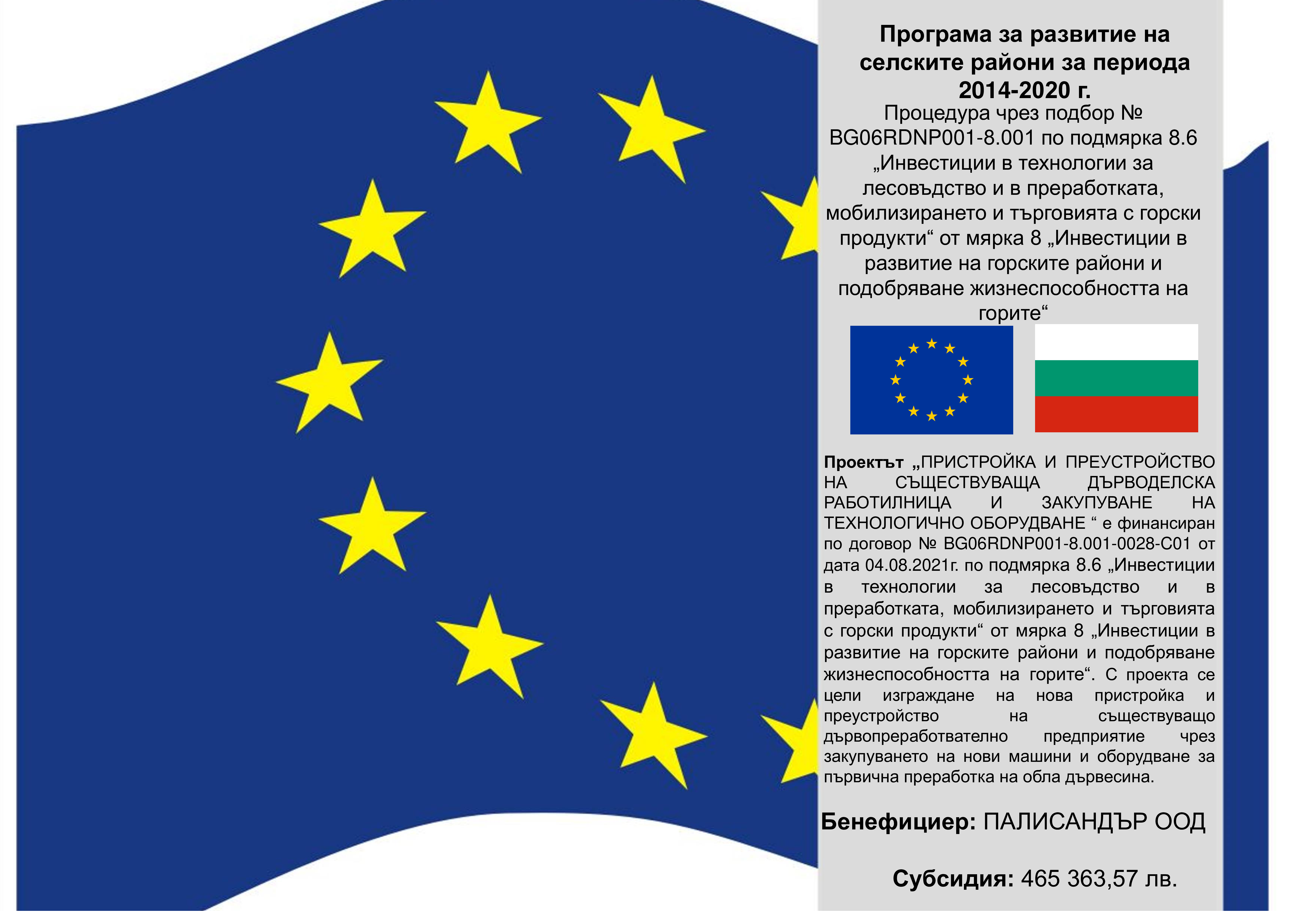 ПРИСТРОЙКА И ПРЕУСТРОЙСТВО НА СЪЩЕСТВУВАЩА ДЪРВОДЕЛСКА РАБОТИЛНИЦА И ЗАКУПУВАНЕ НА ТЕХНОЛОГИЧНО ОБОРУДВАНЕ